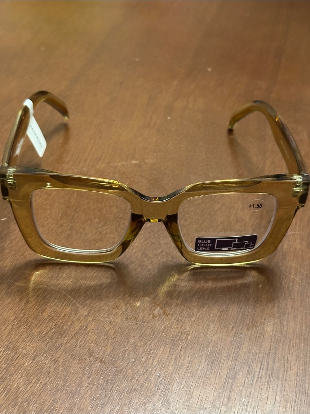Anthropologie Translucent Square Blue Light Reading Glasses Readers  +1.50 - Picture 4 of 7
